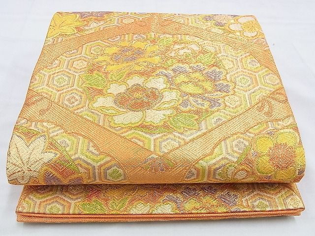 平和屋着物◎本佐賀錦 六通柄袋帯 桧扇吉祥花丸文 金糸 やまとオリジナル 逸品 BAAG6590xa