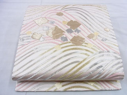 平和屋着物◎六通柄袋帯 唐織 立波箔散らし文様 金銀糸 逸品 BAAG5857jm