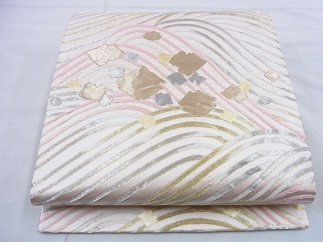 平和屋着物◎六通柄袋帯 唐織 立波箔散らし文様 金銀糸 逸品 BAAG5857jm