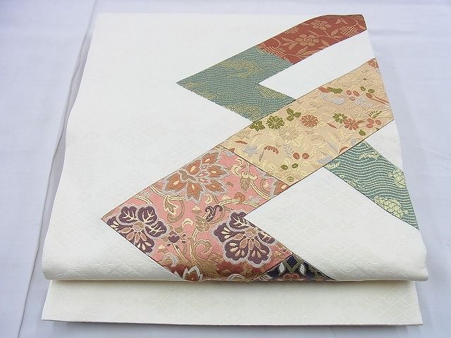 平和屋着物◎太鼓柄袋帯 切嵌 花唐草文 金糸 逸品 BAAG5875jm