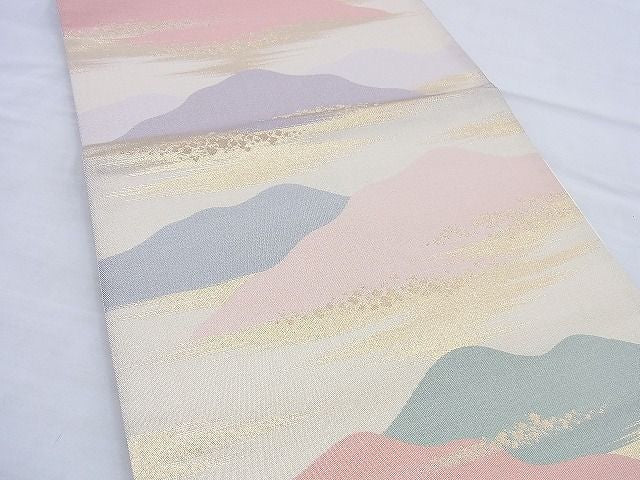 平和屋着物◎六通柄袋帯 遠山霞文 金糸 逸品 BAAG5873jm