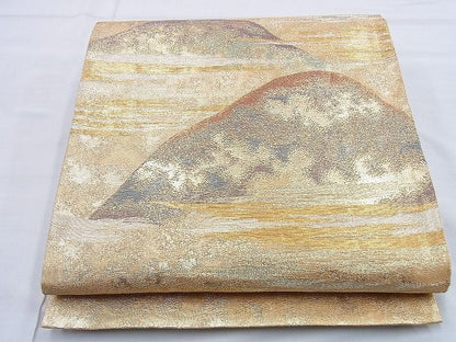 平和屋着物◎六通柄袋帯 霞遠山文 金糸 逸品 BAAG5890jm
