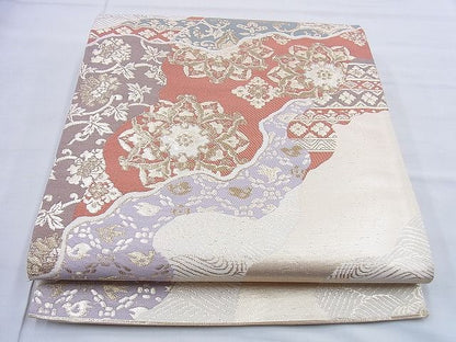 平和屋着物◎六通柄袋帯 正倉院道長文様 金糸 逸品 BAAG5907jm