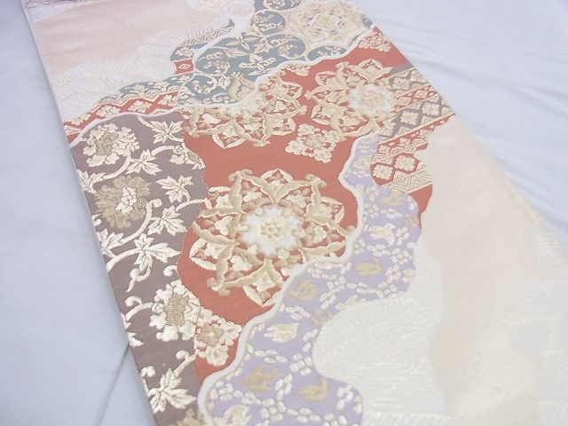 平和屋着物◎六通柄袋帯 正倉院道長文様 金糸 逸品 BAAG5907jm