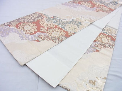 平和屋着物◎六通柄袋帯 正倉院道長文様 金糸 逸品 BAAG5907jm