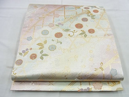 平和屋着物◎六通柄袋帯 唐織 籬春花文 金銀糸 逸品 BAAG5945jm