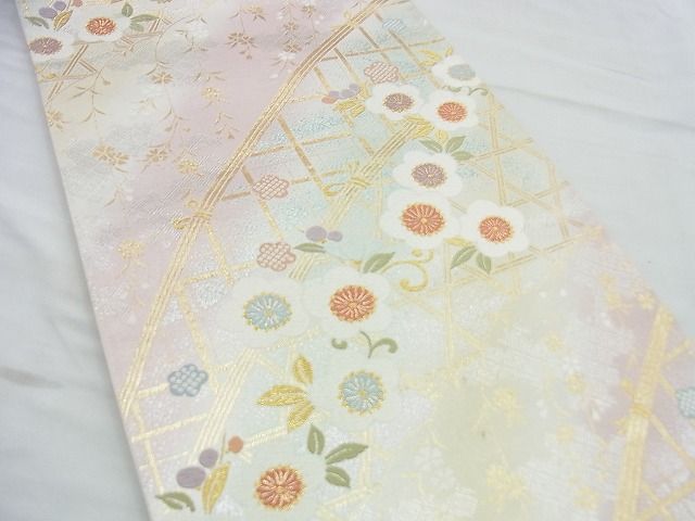 平和屋着物◎六通柄袋帯 唐織 籬春花文 金銀糸 逸品 BAAG5945jm