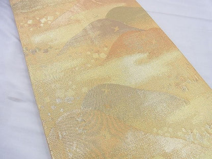平和屋着物◎佐賀錦　六通柄袋帯　遠山箔散らし文様　金糸　逸品　BAAG5932jm