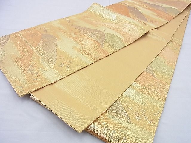 平和屋着物◎佐賀錦　六通柄袋帯　遠山箔散らし文様　金糸　逸品　BAAG5932jm