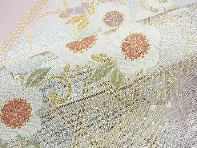 平和屋着物◎六通柄袋帯 唐織 籬春花文 金銀糸 逸品 BAAG5945jm