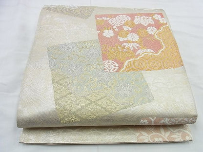 平和屋着物◎佐賀錦 六通柄袋帯 唐織 色紙瑞祥文 金銀糸 逸品 BAAG5966jm