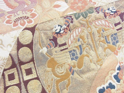 平和屋着物◎六通柄袋帯 唐織 正倉院地紙文様 金糸 逸品 BAAG6000jm
