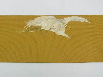 期間限定セール20％off■極上　夏物　アンティーク　大正ロマン　つけ帯　総刺繍　手刺繍　白鷺　逸品　CZAA0585s4