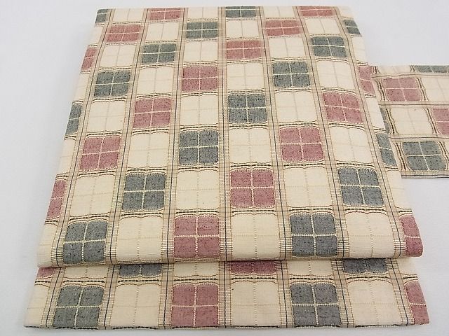 期間限定セール20％off●超希少 人間国宝 宗廣力三 郡上紬 九寸名古屋帯 吉野格子 草木染 たとう紙・コピー付き 逸品 未使用 CZAA0584s4