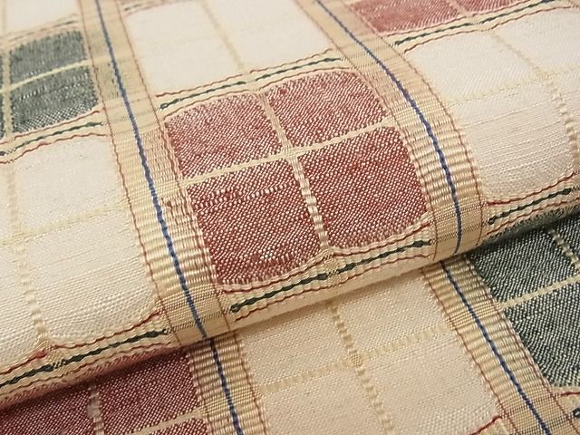 期間限定セール20％off●超希少 人間国宝 宗廣力三 郡上紬 九寸名古屋帯 吉野格子 草木染 たとう紙・コピー付き 逸品 未使用 CZAA0584s4