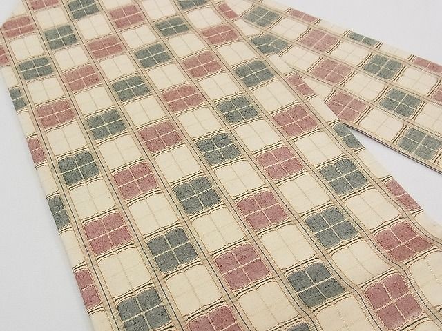 期間限定セール20％off●超希少 人間国宝 宗廣力三 郡上紬 九寸名古屋帯 吉野格子 草木染 たとう紙・コピー付き 逸品 未使用 CZAA0584s4
