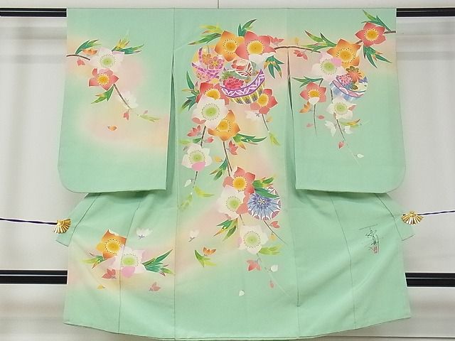 平和屋本店■極上　京加賀友禅　百貫石峰　七五三　子供　女の子　3歳　祝着・襦袢セット　逸品　未使用　CZAA0637s4
