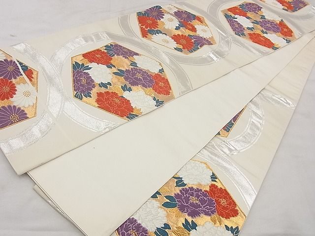 平和屋着物◎六通柄袋帯 唐織 亀甲花文 金銀糸 逸品 BAAH1074ns