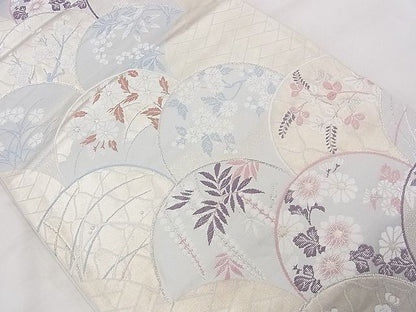 平和屋着物◎六通柄袋帯 唐織 草花青海波 銀糸 逸品 BAAH1086ns