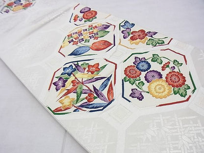 平和屋着物◎六通柄袋帯 唐織 蜀江花文 金銀糸 逸品 BAAG4497th