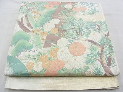平和屋着物◎六通柄袋帯 霞草花文 金銀糸 逸品 BAAG4556th