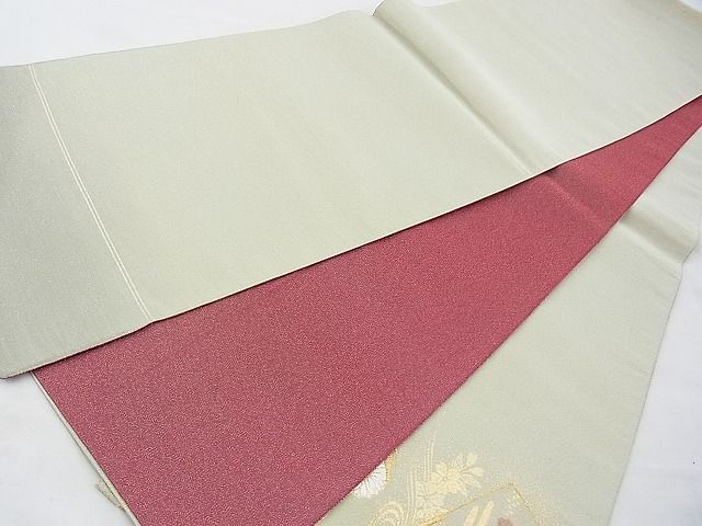 平和屋着物◎太鼓柄袋帯 唐織 地紙吉祥草花文 金糸 逸品 BAAG4538th