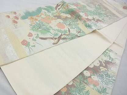 平和屋着物◎六通柄袋帯 霞草花文 金銀糸 逸品 BAAG4556th