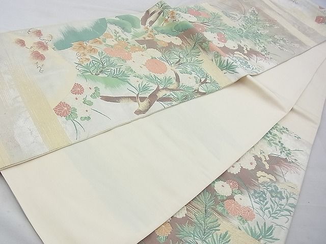 平和屋着物◎六通柄袋帯 霞草花文 金銀糸 逸品 BAAG4556th