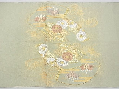 平和屋着物◎太鼓柄袋帯 唐織 地紙吉祥草花文 金糸 逸品 BAAG4538th