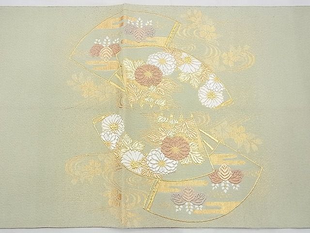 平和屋着物◎太鼓柄袋帯 唐織 地紙吉祥草花文 金糸 逸品 BAAG4538th