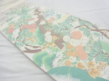 平和屋着物◎六通柄袋帯 霞草花文 金銀糸 逸品 BAAG4556th
