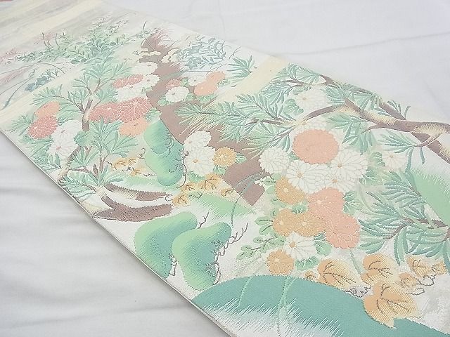 平和屋着物◎六通柄袋帯 霞草花文 金銀糸 逸品 BAAG4556th