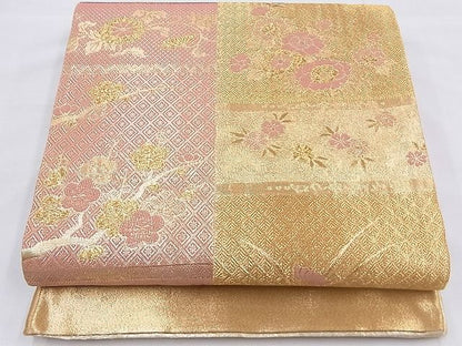 平和屋着物◎佐賀錦 六通柄袋帯 格天井花文 金糸 逸品 BAAG4577th