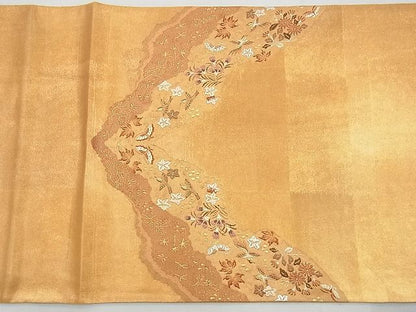 平和屋着物◎太鼓柄袋帯 唐織 瓦取花蝶文 金銀糸 逸品 BAAG4559th