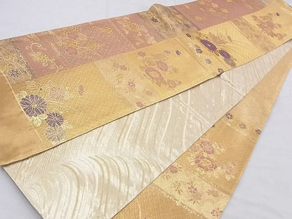 平和屋着物◎佐賀錦 六通柄袋帯 格天井花文 金糸 逸品 BAAG4577th