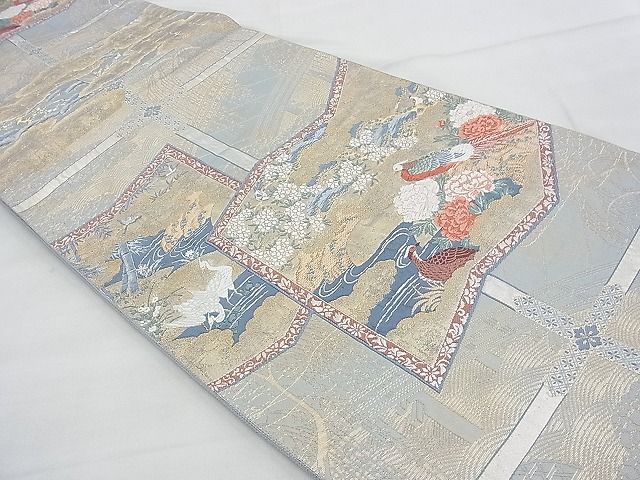 平和屋着物◎六通柄袋帯 唐織 格天障壁屏凡紋 金糸 逸品 BAAG4563th