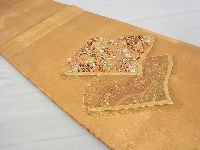 平和屋着物◎太鼓柄袋帯 唐織 瓦取花蝶文 金銀糸 逸品 BAAG4559th