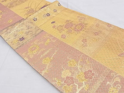 平和屋着物◎佐賀錦 六通柄袋帯 格天井花文 金糸 逸品 BAAG4577th