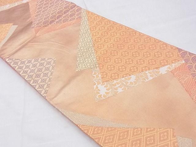 平和屋着物◎六通柄袋帯 裂取割付文 金糸 逸品 BAAH4612th