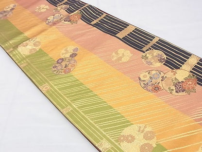 平和屋着物◎六通柄袋帯 唐織 花丸文 金糸 逸品 BAAH4604th