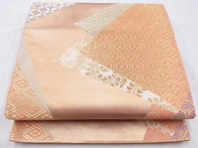 平和屋着物◎六通柄袋帯 裂取割付文 金糸 逸品 BAAH4612th