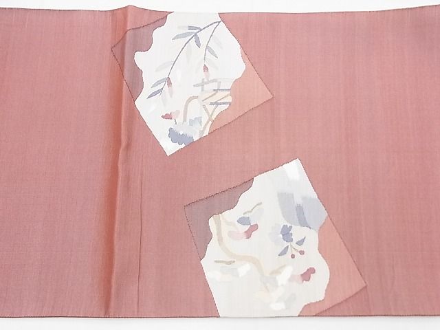 平和屋着物◎太鼓柄袋帯 すくい織 色紙流水草花文 逸品 BAAG4591th