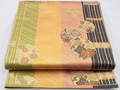平和屋着物◎六通柄袋帯 唐織 花丸文 金糸 逸品 BAAH4604th