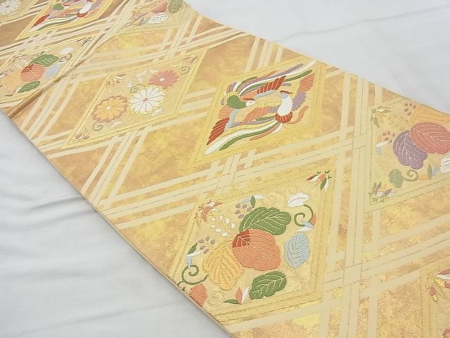平和屋着物◎六通柄袋帯 唐織 向い鳳凰花唐草文 金銀糸 逸品 BAAH4635th