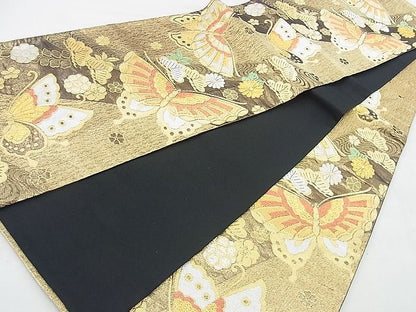 平和屋着物◎六通柄袋帯 舞蝶草花文 金銀糸 逸品 BAAH4621th