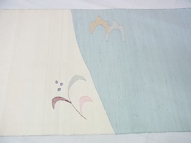 平和屋本店■極上　能州紬　絲藝苑　上島洋山　両面太鼓柄袋帯　琴　枝葉　金銀糸　ますいわ屋扱い　逸品　DZAA1544kh5