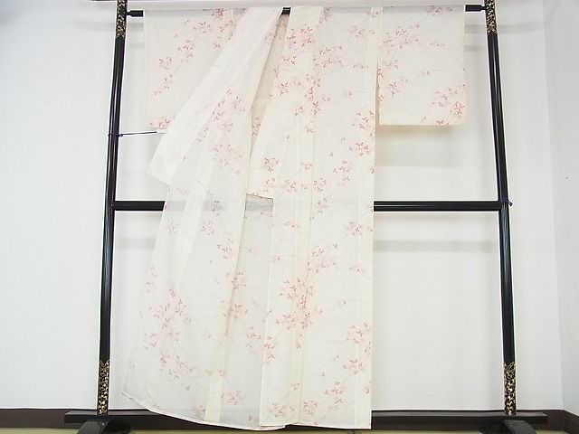 平和屋着物■夏物　小紋　絽　舞蝶文　洗える着物　DAAF7513op