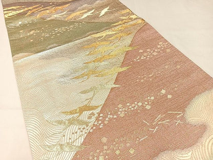 平和屋着物◎六通柄袋帯 千羽鶴 金糸 正絹 逸品 AAAI6173Bnp