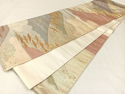 平和屋着物◎六通柄袋帯 千羽鶴 金糸 正絹 逸品 AAAI6173Bnp