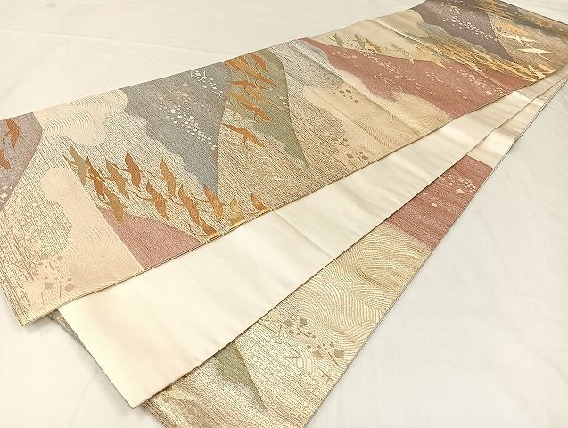 平和屋着物◎六通柄袋帯 千羽鶴 金糸 正絹 逸品 AAAI6173Bnp
